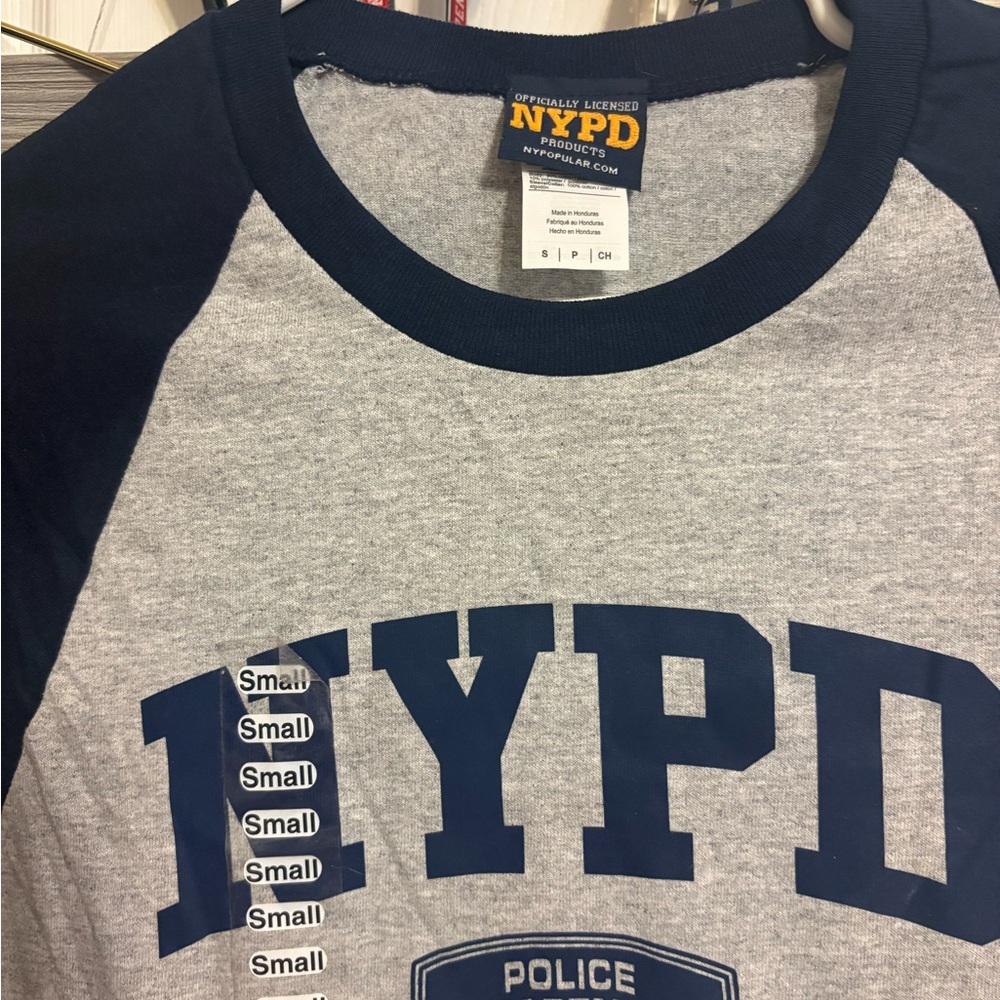 Gray and Blue Raglan NYPD Shirt